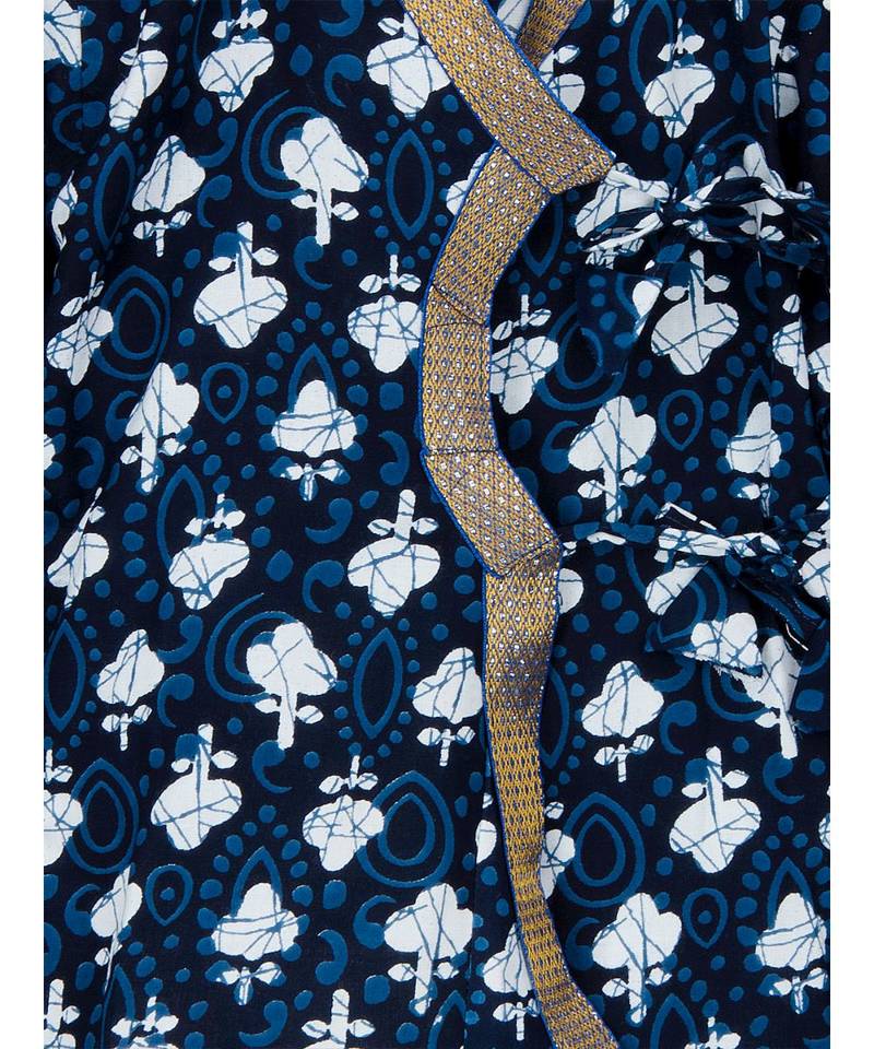 Blue Cotton Angrakha kurta with Dhoti