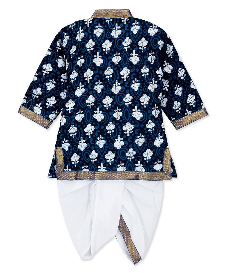 Blue Cotton Angrakha kurta with Dhoti