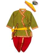 Green Angrakha Kurta Dhoti Krishna Dress