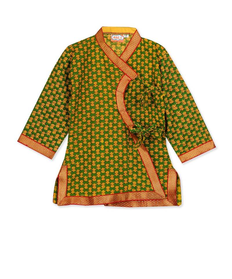 Green Angrakha Kurta Dhoti Krishna Dress