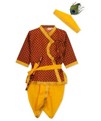 Red Angrakha Kurta Dhoti Krishna Dress 1
