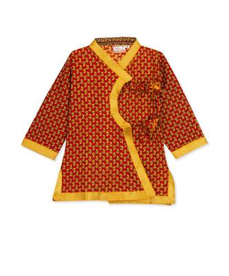 Red Angrakha Kurta Dhoti Krishna Dress 3