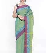 CLASSICATE From The House Of The Chennai Silks Women's Green Chettinad Cotton  Saree With Running Blouse