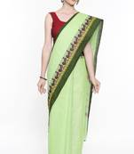 CLASSICATE From The House Of The Chennai Silks Women's Green Chettinad Cotton Saree With Running Blouse