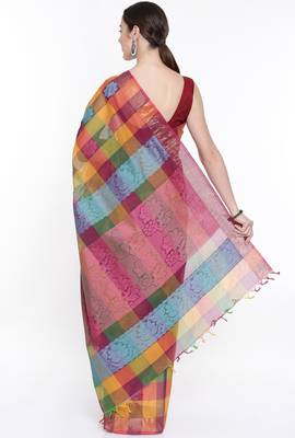 CLASSICATE From The House Of The Chennai Silks Women's Multicolor Coimbatore Cotton Saree With Running Blouse 3