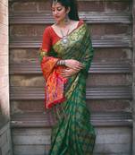 Green  Color Banarasi silk Patola saree