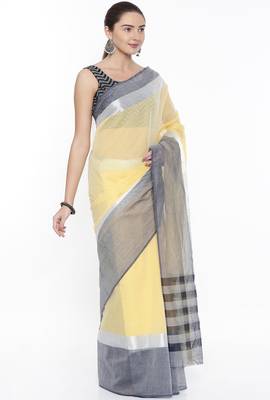 CLASSICATE From The House Of The Chennai Silks Women's Yellow Venkatagiri Cotton Saree With Running Blouse 2