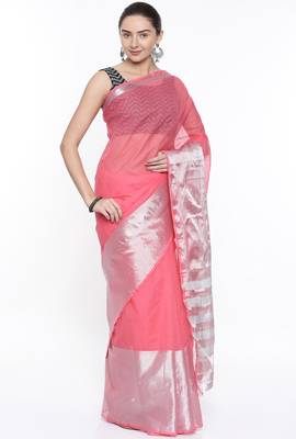 CLASSICATE From The House Of The Chennai Silks Women's Pink Venkatagiri Cotton Saree With Running Blouse 2