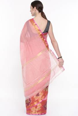 CLASSICATE From The House Of The Chennai Silks Women's Peach Venkatagiri Cotton Saree With Running Blouse 3