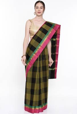 CLASSICATE From The House Of The Chennai Silks Women's Multicolor Silk Cotton Saree With Running Blouse 1