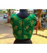 Dark Green Coloured Raw Silk Base Zari Worked Traditional Blouse