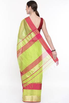 CLASSICATE From The House Of The Chennai Silks Women's Green Silk Cotton  Saree With Running Blouse 3