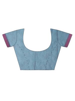 CLASSICATE From The House Of The Chennai Silks Women's Blue Silk Cotton  Saree With Running Blouse 5