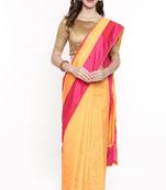CLASSICATE From The House Of The Chennai Silks Women's Orange Raw Silk  Saree With Running Blouse
