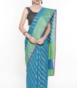 CLASSICATE From The House Of The Chennai Silks Women's Blue Organza  Saree With Running Blouse