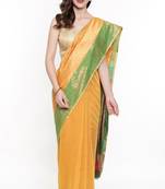 CLASSICATE From The House Of The Chennai Silks Women's Yellow Silk Cotton  Saree With Running Blouse