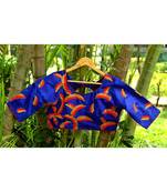 Blue Colored Golden Zari Worked Tusser Silk Designer Blouse