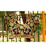 Black Base Green Shade Applique Work Designer Blouse For Festives With Dori