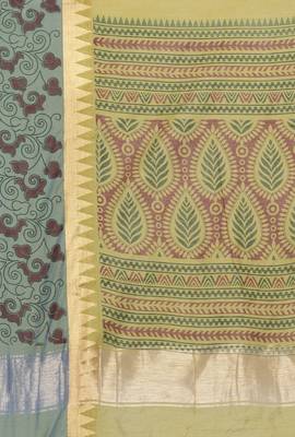 CLASSICATE From The House Of The Chennai Silks Women's Green Chanderi Cotton  Saree With Running Blouse 4