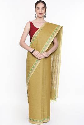 CLASSICATE From The House Of The Chennai Silks Women's Green Coimbatore Cotton Saree With Running Blouse 1