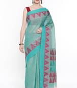CLASSICATE From The House Of The Chennai Silks Women's Green Coimbatore Cotton Saree With Running Blouse