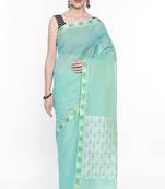 CLASSICATE From The House Of The Chennai Silks Women's Green Coimbatore Cotton Saree With Running Blouse