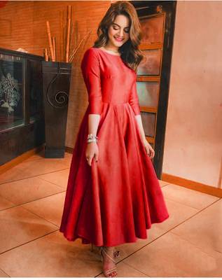 Red Women'S Cotton Galaxy  Kurti 1