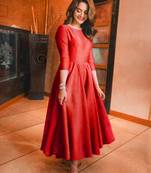 Red Women'S Cotton Galaxy  Kurti