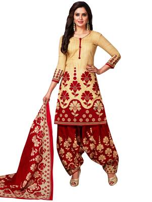 Beige printed crepe salwar 1