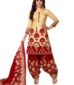 Beige printed crepe salwar
