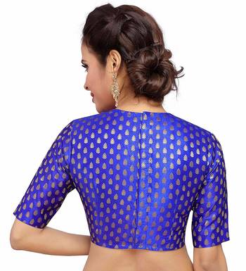 Designer Royalblue Banarasi Silk blouse 2