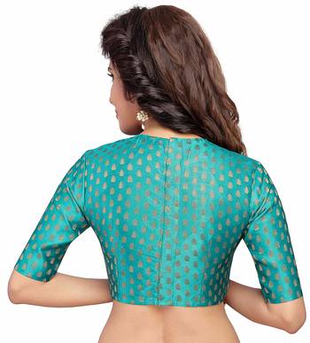 Designer Firozi Banarasi Silk blouse 2