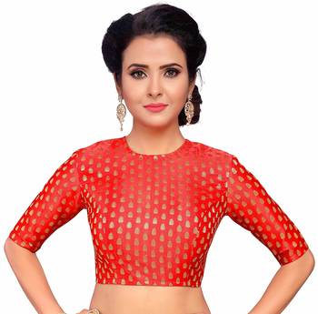 Designer Red Banarasi Silk blouse 1