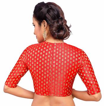 Designer Red Banarasi Silk blouse 2