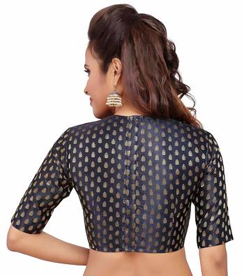 Designer Navyblue  Banarasi Silk blouse 2