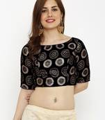 Designer black Jequard Fabric Elbow Sleeve Blouse