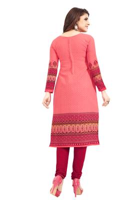 Women's Pink & Maroon Synthetic Printed Unstitch Dress Material With Dupatta 2