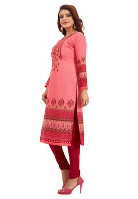 Women's Pink & Maroon Synthetic Printed Unstitch Dress Material With Dupatta 3