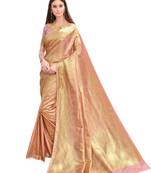 Pink woven jacquard saree with blouse