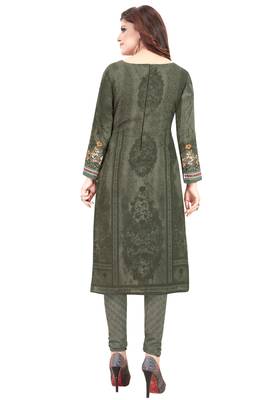 Women's Grey & Red Synthetic Printed Unstitch Dress Material With Dupatta 2