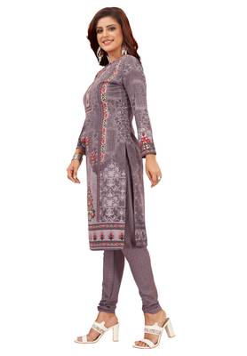 Women's Grey & Pink Synthetic Printed Unstitch Dress Material With Dupatta 3