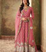 Pink embroidered georgette salwar