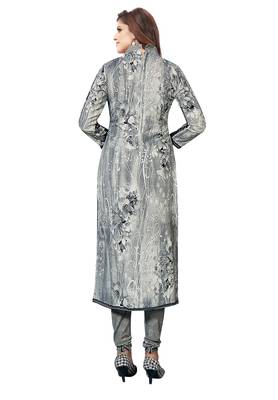 Women's Grey Synthetic Printed Unstitch Dress Material With Dupatta 2
