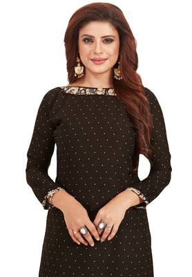 Women's Coffee & Beige Synthetic Printed Unstitch Dress Material With Dupatta 3