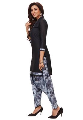 Women's Black & Grey Cotton Printed Unstitch Dress Material With Dupatta 3