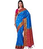 Blue Woven Art Silk Saree With Blouse