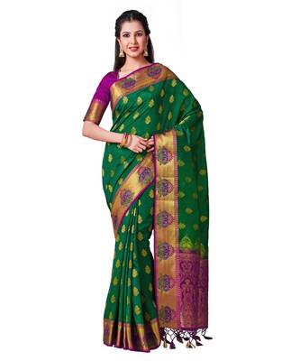 Green Woven Art Silk Saree With Blouse 1