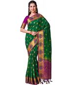 Green Woven Art Silk Saree With Blouse