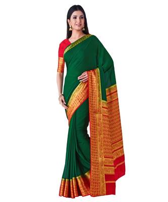 Green Woven Crepe Saree With Blouse 1