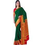 Green Woven Crepe Saree With Blouse